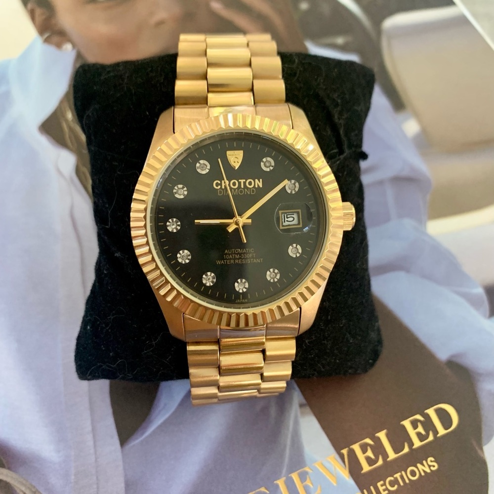 Genuine Automatic 23kt Gold Plated Croton 36mm Unisex Watch